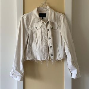 Banana Republic distressed white denim jacket